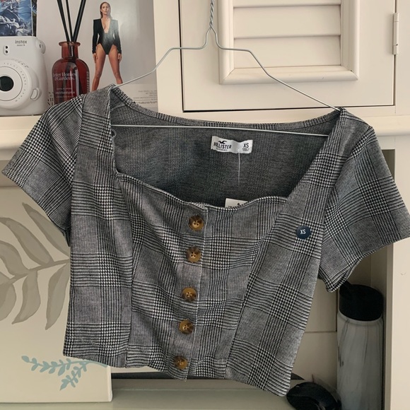 Plaid button crop top - Picture 1 of 3